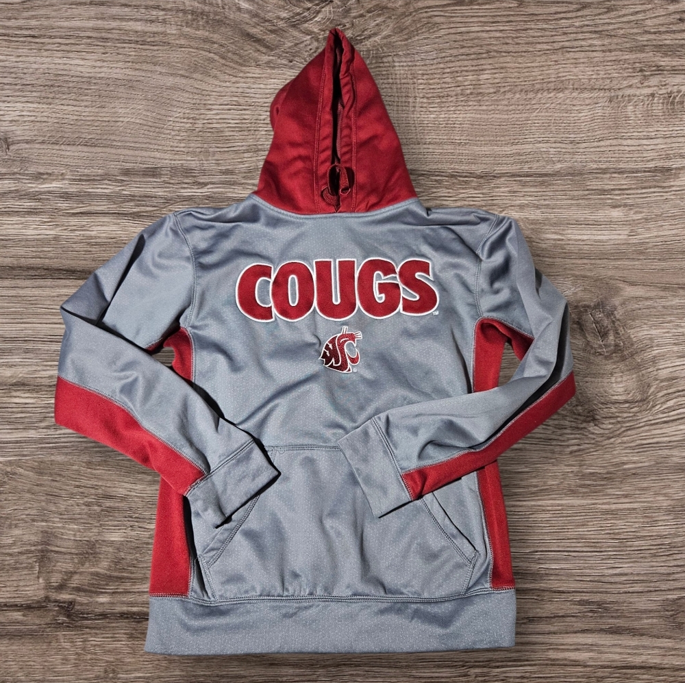 Washington State Cougars Majestic Vintage Sweater WSU Hoodie Red Gray Size S